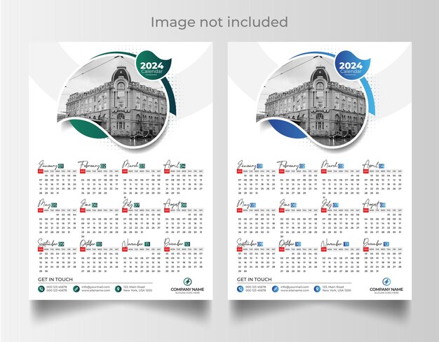 Vector 2024 onepage wall calendar design template