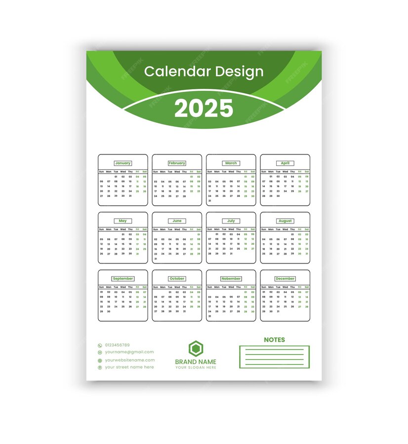 Premium Vector | Vector 2025 calendar design template for happy new year
