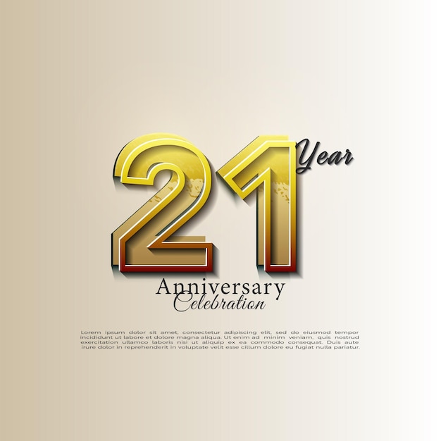 Vector vector 21st birthday number on a clean background.