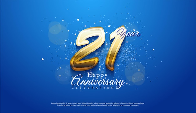 Vector 21st birthday number with golden classic numerals.