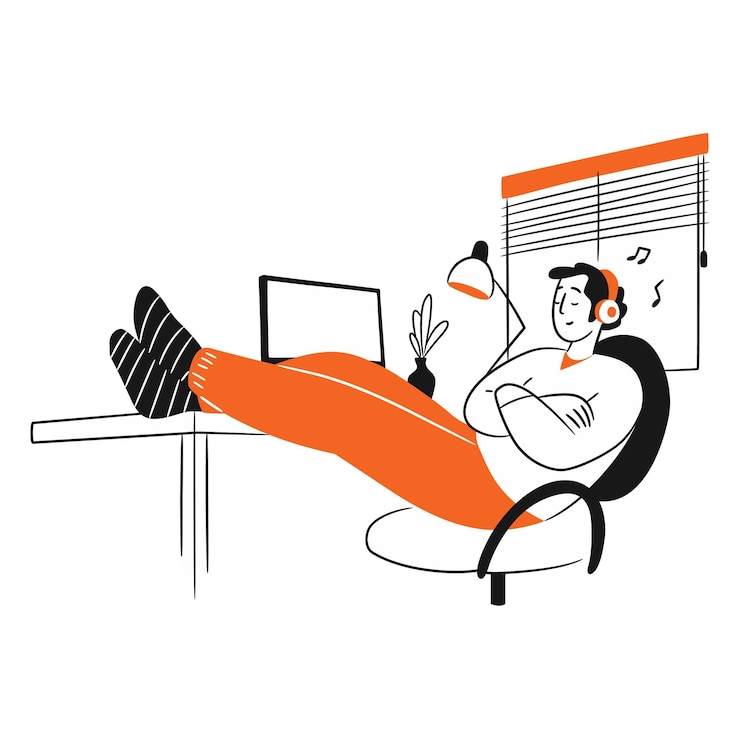 Vector vector 2d illustration human character orange color design illustration