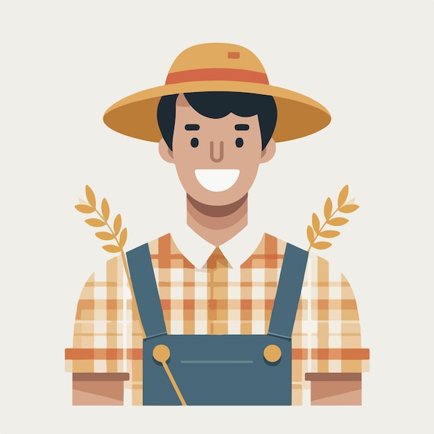 벡터 터 3은 평평한 디자인 스타일의 즐거운 농부 캐릭터입니다.