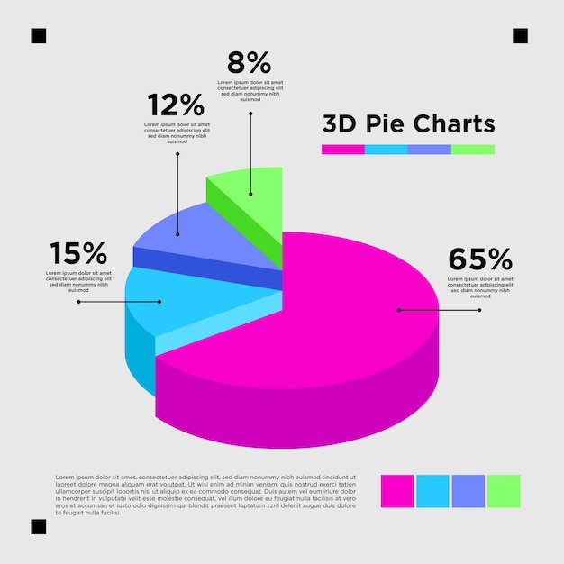 Vector vector 3 dimensions pie chart diagram modern presentation vector for business