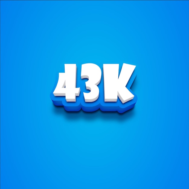 Vector 3d 43k text on a blue blackground