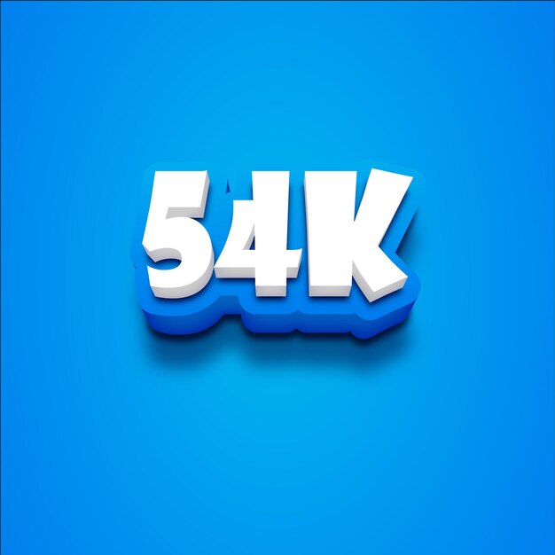 Vector 3d 54k text on a blue blackground