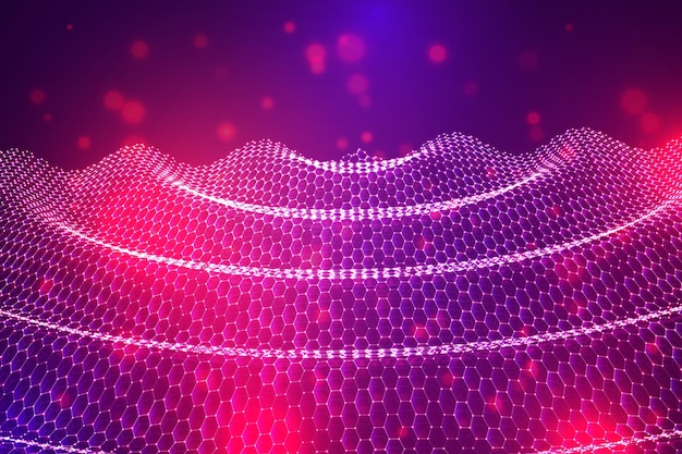 Vector 3d background wave of points geometric dance