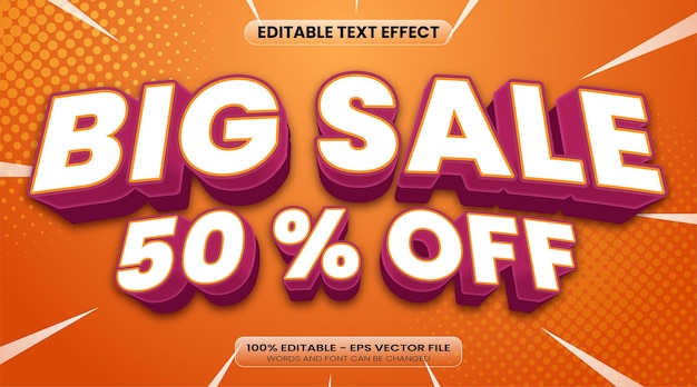 Vector vector 3d big sale 50 off text effect editable text effect