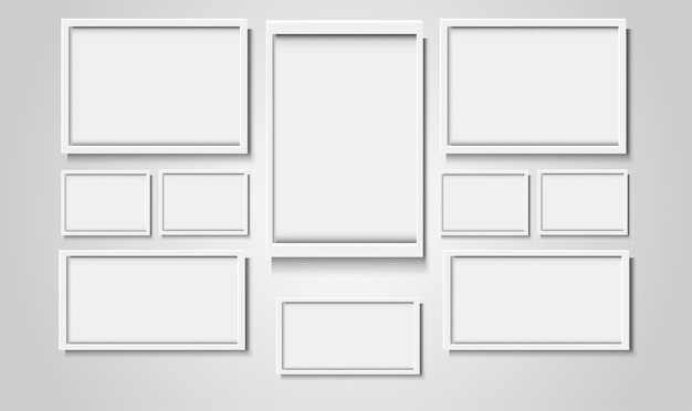 Vector 3d blank white hanging frames