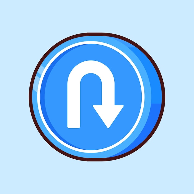 Vector 3d blue traffic turning sign illustration icon
