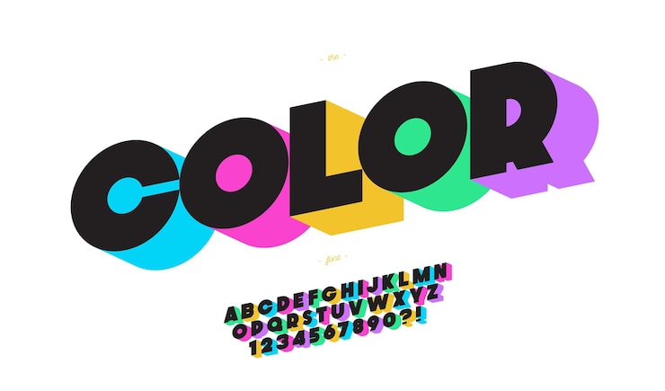Vector vector 3d bold font colorful trendy typography for t shirt game book racing infographics motion graphics video promotion poster decoration banner printing modern typeface 10 eps