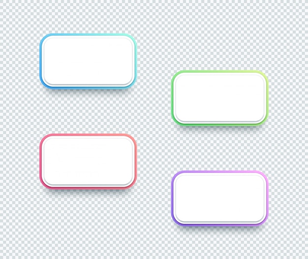 4つのベクトル3 Dボックスホワイトテキストボックス要素セット