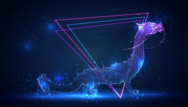 ベクトル 仮想空間の青い背景にベクトル3dドラゴンヘビ