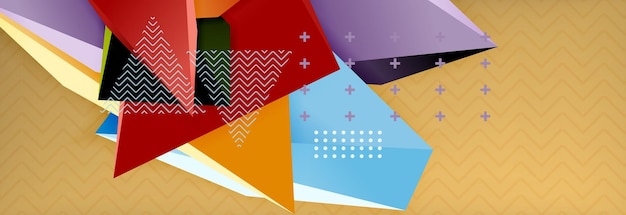 Vector 3d driehoekige vormen abstracte achtergrond origami futuristische sjabloon met lijnen