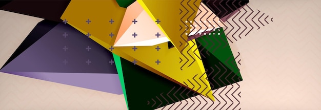 Vector 3d driehoekige vormen abstracte achtergrond origami futuristische sjabloon met lijnen