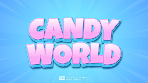 Vettore vettore 3d modificabile candy world carattere effetto testo