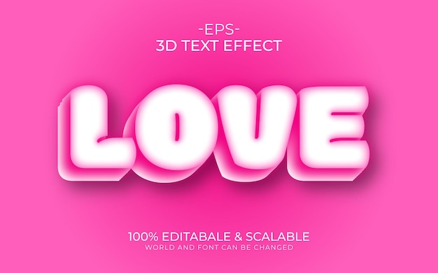 Vector 3d editable text style effect Love text style theme eps