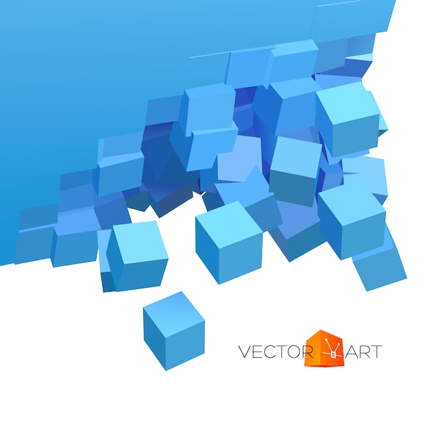 Vector vector 3d explosion with cubical particles