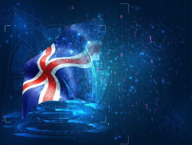 vector 3d flag on blue background with hud interfaces