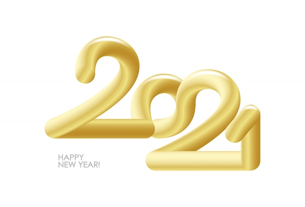 Vector 3d golden number of 2021. Happy New Year.