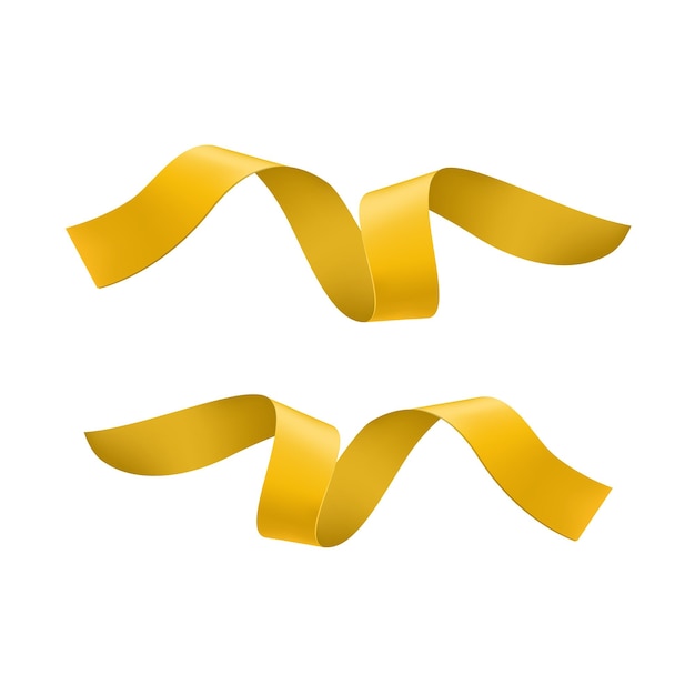 Vector 3d golden ribbon confetti set