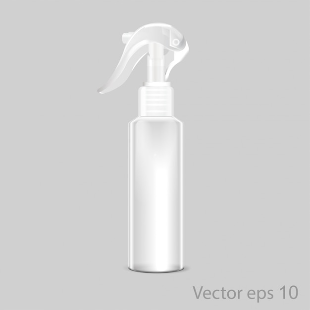 Vector vector 3d illustration cleaner. plastic spray bottle liquid cleaning product.