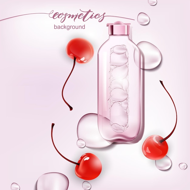Вектор Векторная иллюстрация 3d плакат с увлажняющими косметическими продуктами премиум-класса и водянистой текстурой