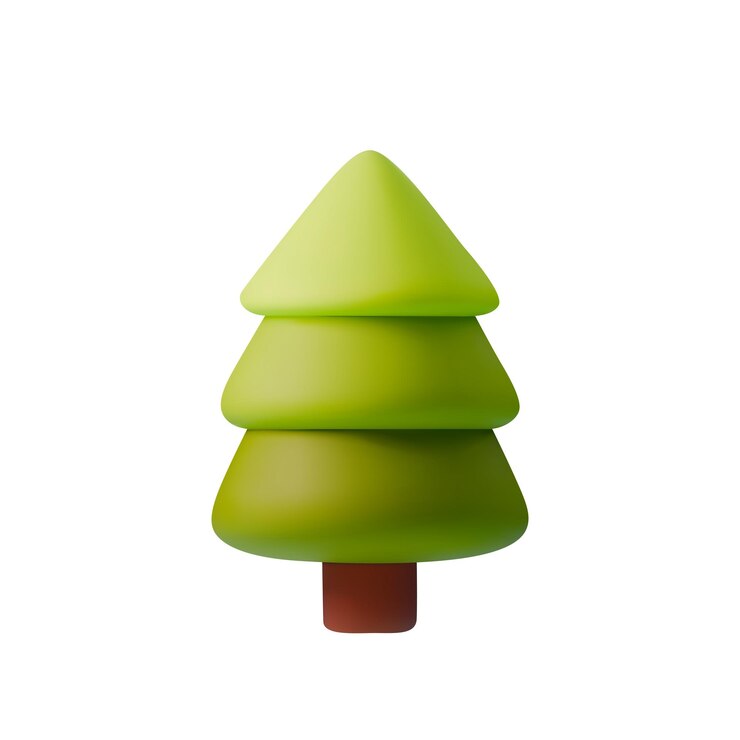 Vector vector 3d illustration of stylized fin tree with smooth gradients and minimalistic design perfect for new year greeting cards holiday decorations nature themes or ecofriendly designs
