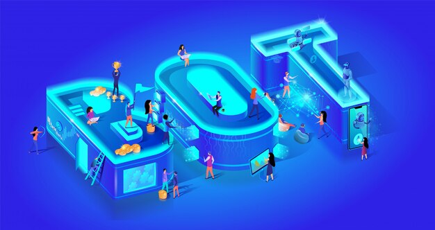 Vector 3d Isometric Word Bot. Creatice Script.
