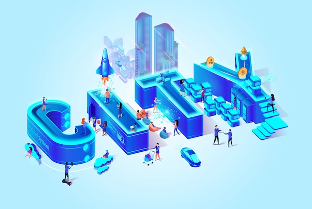 Vector 3d isometric word city