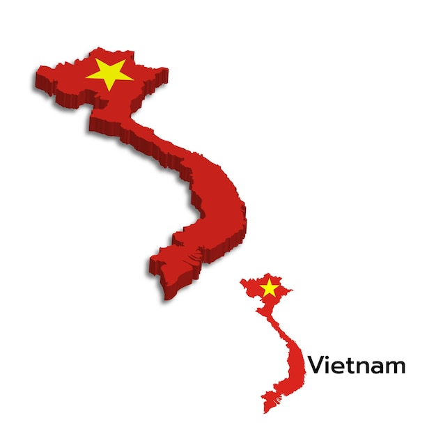 Vector vector 3d-kaarten en vlag vietnam