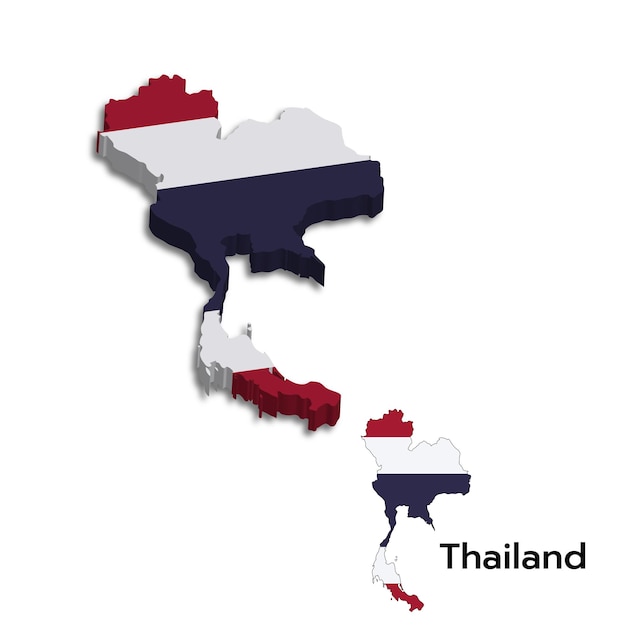 Vector 3D Maps and Flag Thailand
