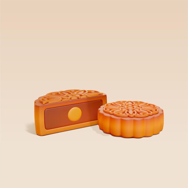 vector 3d mid autumn mooncake