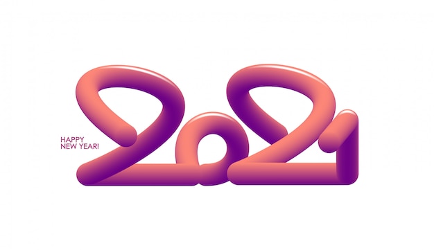 Vector 3d number of 2021. Happy New Year.