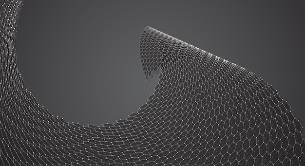 Vector 3d object from a hexagon grid with dots stylish design