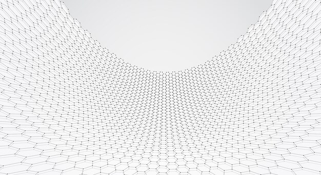 Vector 3d-object uit een zeshoekig raster met stijlvol ontwerp van punten