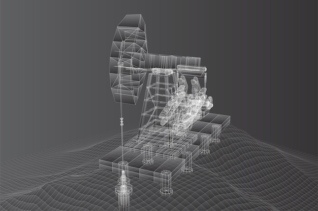 Vector vector 3d oil rigs from polygons and lines