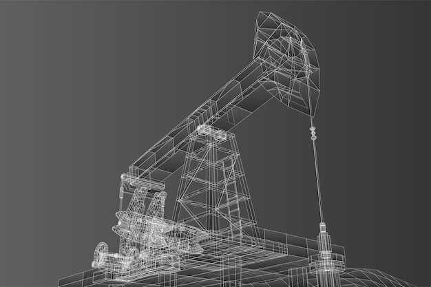 Вектор 3d нефтяные вышки из полигонов и линий