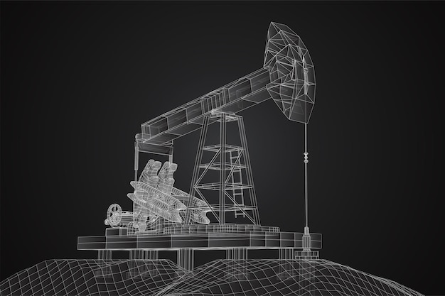 Vector 3d oil rigs from polygons and lines