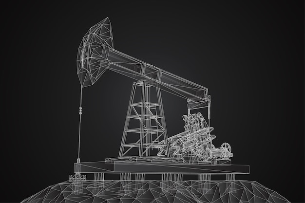 Vector 3d oil rigs from polygons and lines