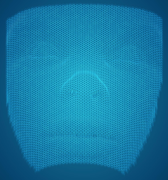 vector 3d portrait of a girl from a render of a hexagonal grid on a colored background