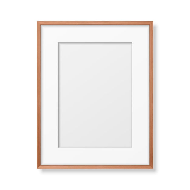 Vector vector 3d realistic a4 brown wooden simple modern frame icon closeup isolated on white background it can be used for presentations design template for mockup front view