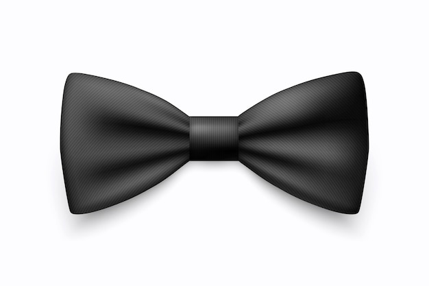Vector 3d Realistic Black Bow Tie Icon Closeup Isolated