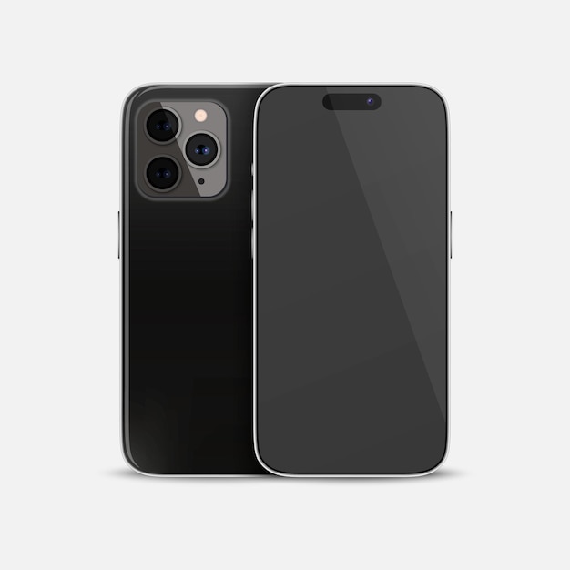 vector 3d realistic black smartphone case telephone design template for mockup phone device view