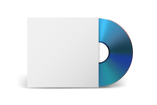 Vector 3d Realistic Blue CD DVD with Paper Case Isolated