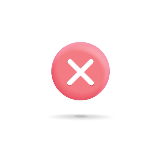 Vector 3d realistic cross check mark red icon