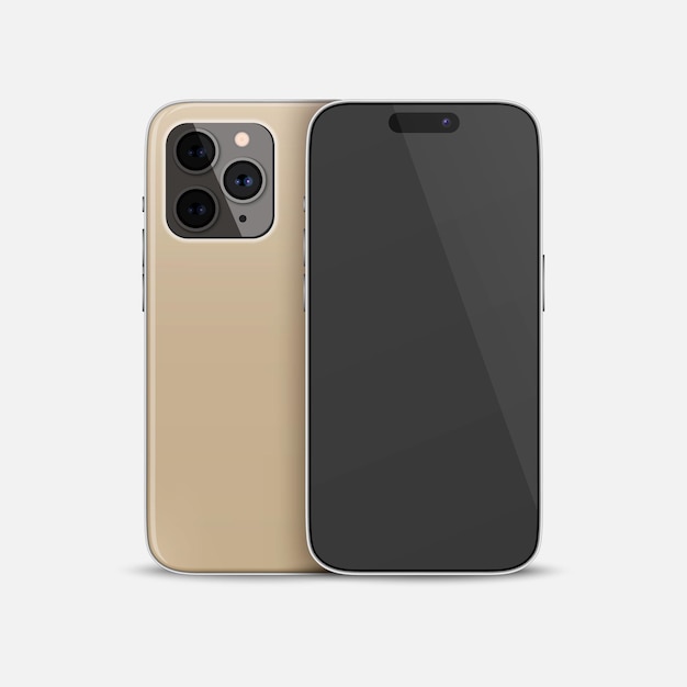 vector 3d realistic golden smartphone case telephone design template for mockup