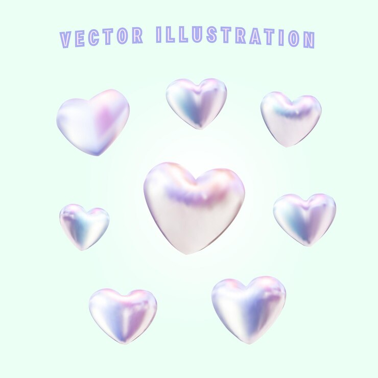 Vector 3d realistic heart collection