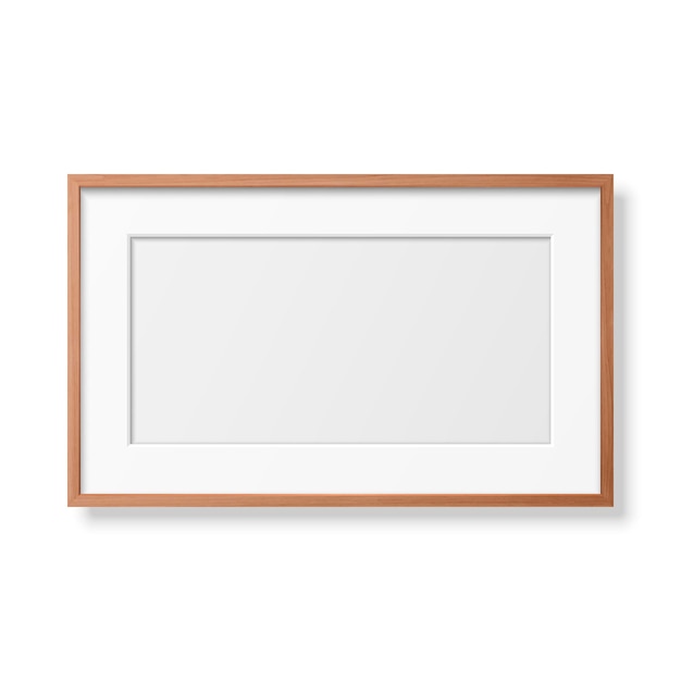 Vector vector 3d realistic horizontal brown wooden simple modern frame icon closeup isolated on white background it can be used for presentations design template for mockup front view