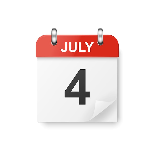 ベクトル 3 d 現実的な独立記念日クラシック シンプル ミニマル カレンダー折り紙コーナー 7 月 4 日独立記念日のデザイン テンプレート 7 月 4 日カード バナー壁カレンダー背景