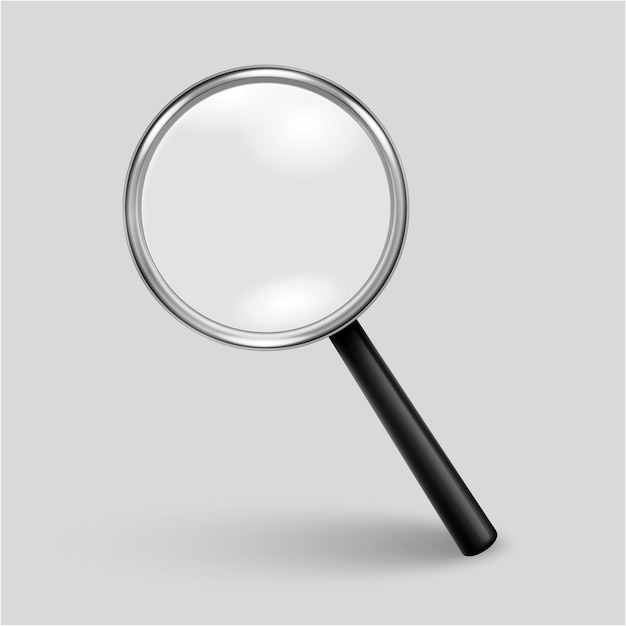 Vector 3d Realistic Magnifying Glass or Loup Icon Closeup Isolated Design Template of Magnifying Glass Icon for Graphics Front View